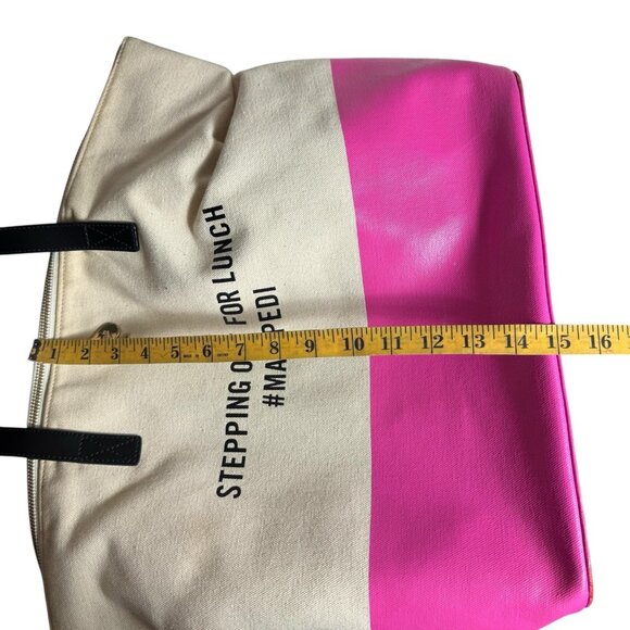 Kate Spade New York Tote/travel Bag Pink and Cream Cotton Canvas Large - Picture 3 of 16